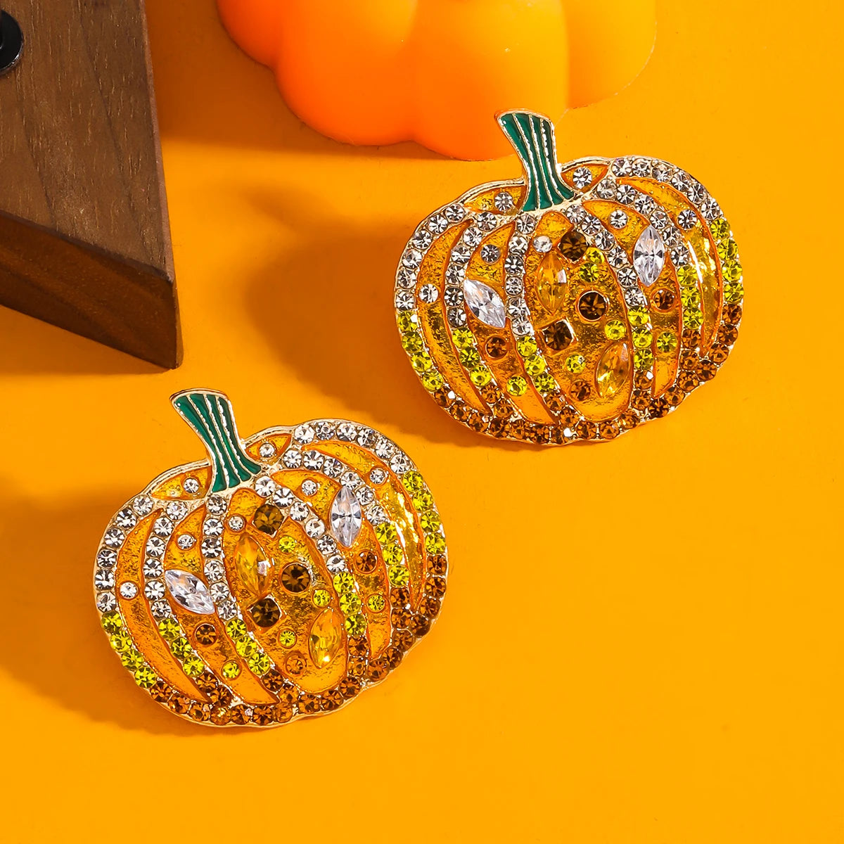 Thanksgiving Day Elegant Rhinestone Pumpkin Earrings,Elegant Festival Party Banquet Holiday Women Accessories