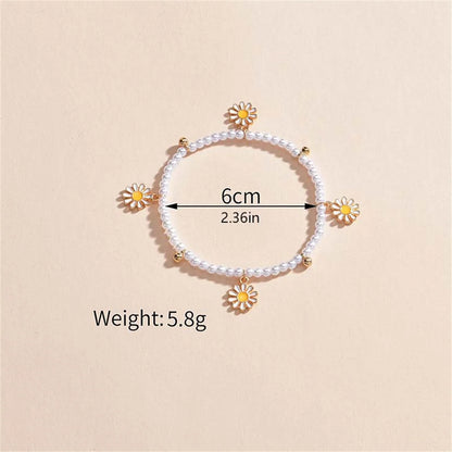 Multilayer Sweet Daisy Flower Anklets - Sparkling Chain with Sunflower Floral Boho Foot Chain, Barefoot Ankle Bracelet Jewelry