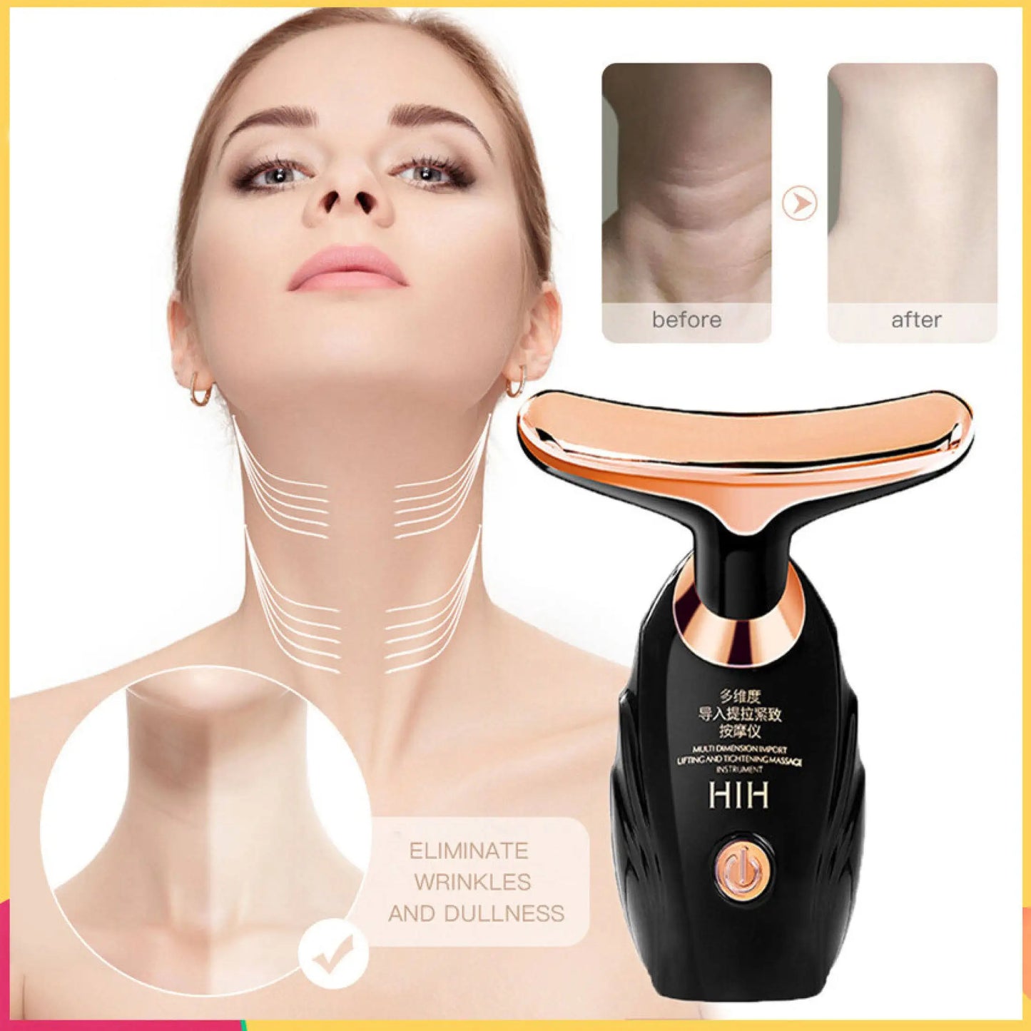 3 In 1 Face Massager Neck Facial Eye Massags Skin Rejuvenation Anti Aging Beauty Device