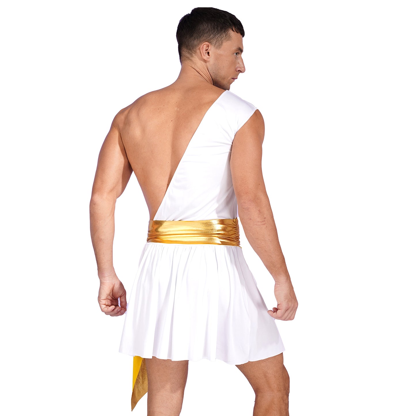 Men's Ancient Greek God Halloween Party Costume Cosplay One Shoulder Strap Skirts Knight Warrior Theatrical Performance Outfit