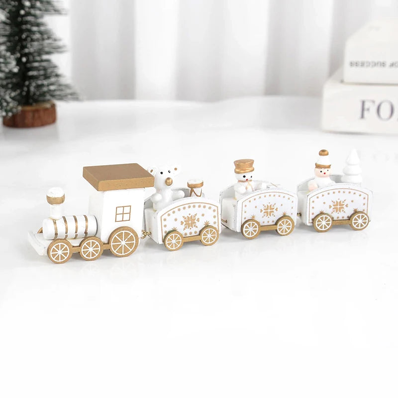 Christmas Wooden Train Merry Christmas Decorations for Home Xmas Tree Ornament Kids Gift Happy New Year