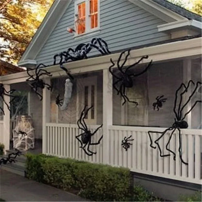 Halloween Giant Black Plush Spider Decoration Haunted House Prop Indoor Outdoor Decor