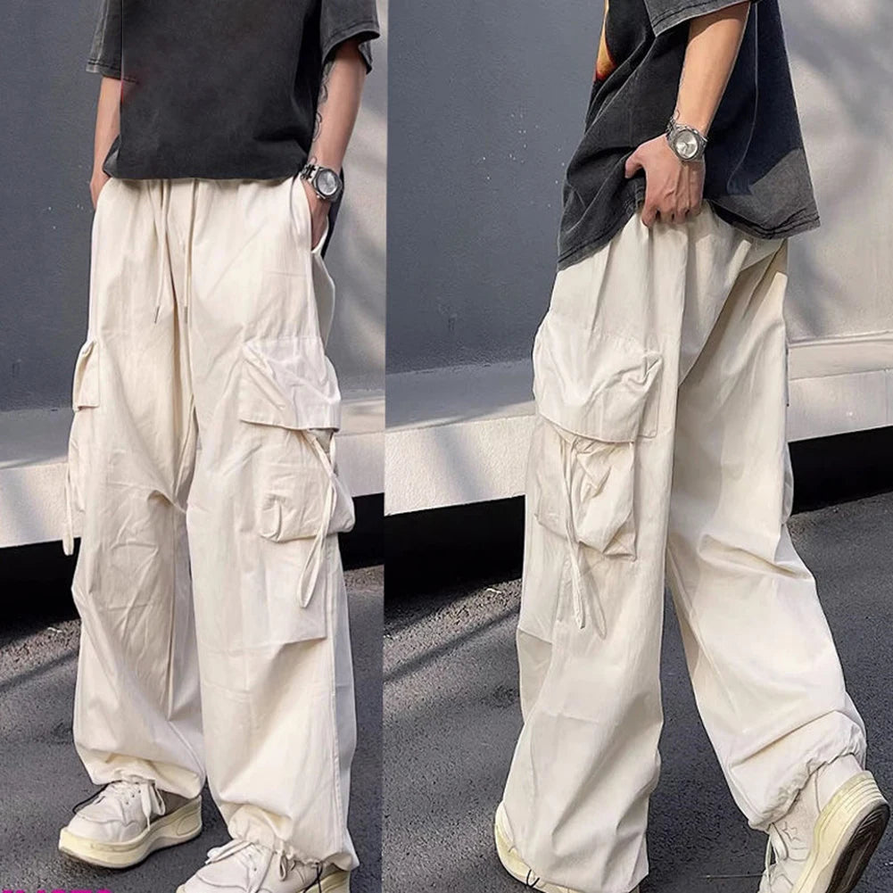 Mens Parachute-Style Loose Oversized Cargo Pants Fashion Hip-hop Y2K Streetwear