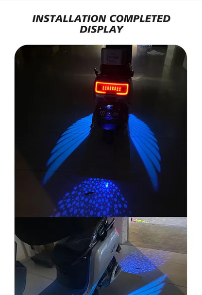 2 Pieces Motorcycle LED Underbody Light Projector Ghost Angel Wings Laser Light