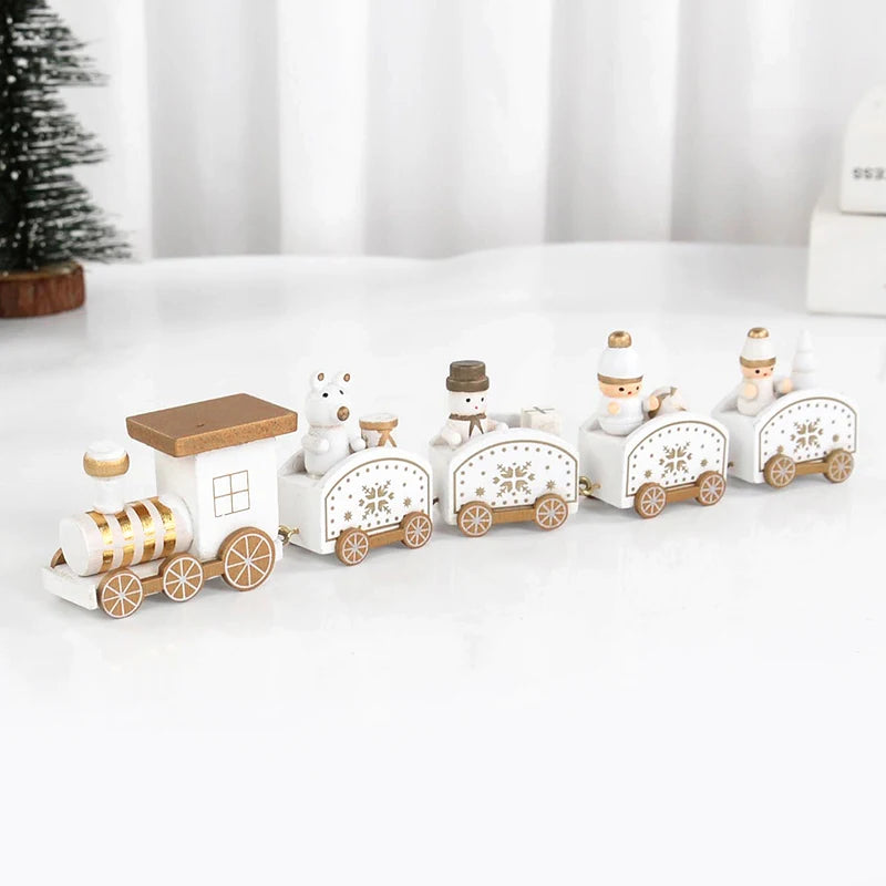 Christmas Wooden Train Merry Christmas Decorations for Home Xmas Tree Ornament Kids Gift Happy New Year