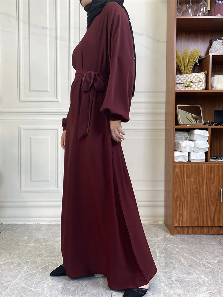 Hot Selle Simple Style Moroccan Dresses Kaftan Turkey Solid Color Gulf Abayas Islamic Women Long Dress Muslim Saudi Robe Ramadan