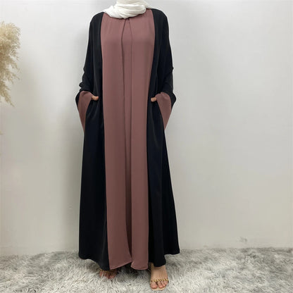 Ramadan Eid Muslim Abaya Dubai Luxury Splicing Fake Two Pieces Abayas For Women Kaftan Modest Dress Islam Caftan Marocain Femme