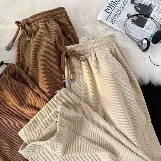 Spring Autumn  Casual Pants for Men Loose Corduroy Pants Men Casual Pants Korean Wide Leg Pants Jogger Pants