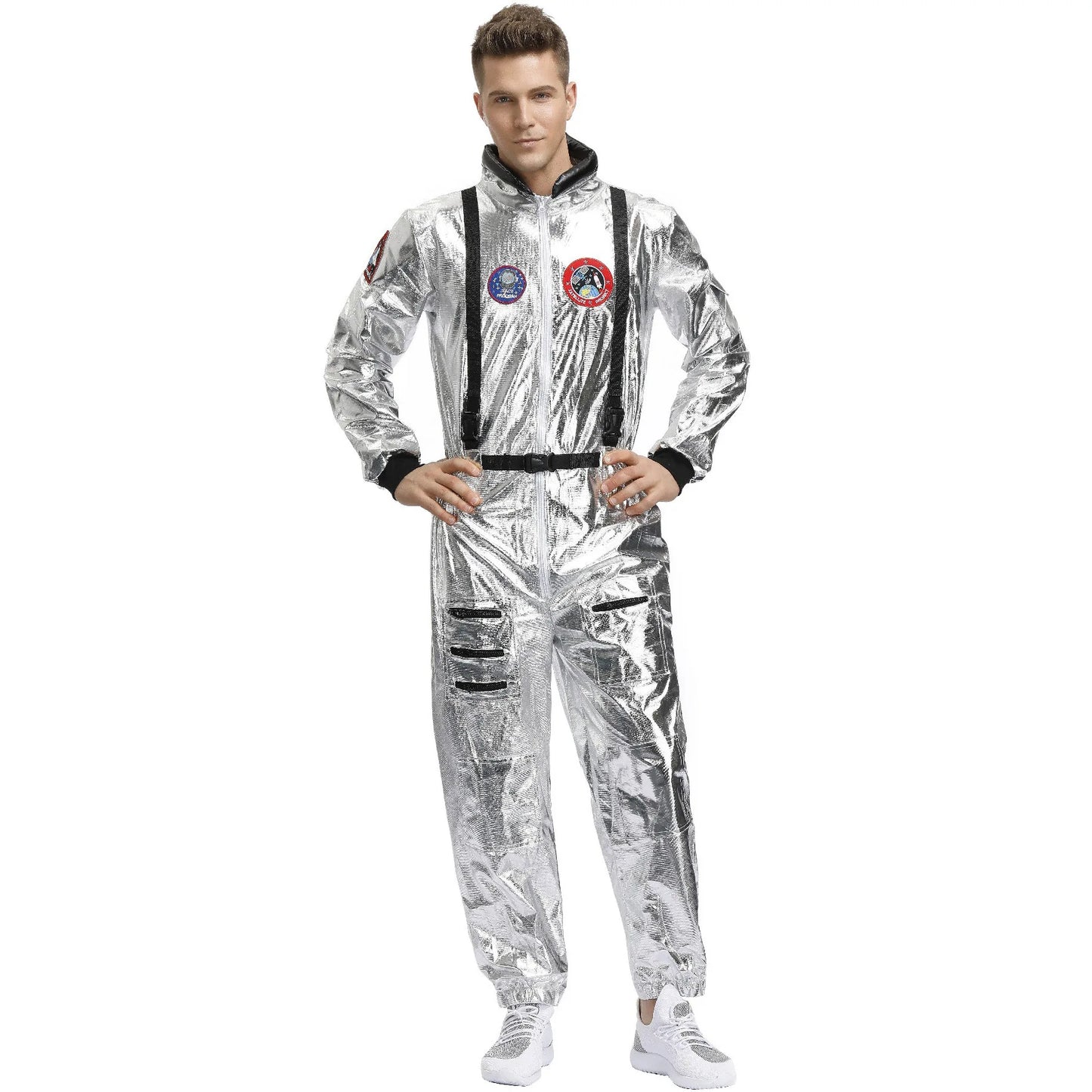 Halloween Christmas Silver Spaceman Men Women Space Suit Adult Children Astronaut Costume Family Party Dress Up Birthday Gift