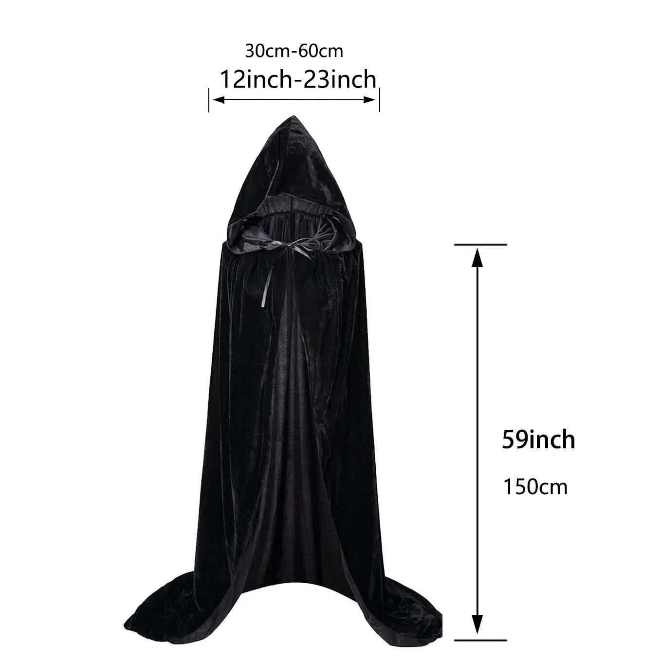 Christmas Velvet Halloween Grim Reaper Cloak long Hooded cape Unisex for  Devil Witch Wizard Christmas Cosplay black Death cloak