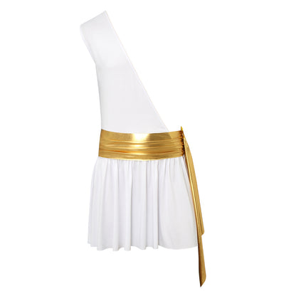 Men's Ancient Greek God Halloween Party Costume Cosplay One Shoulder Strap Skirts Knight Warrior Theatrical Performance Outfit