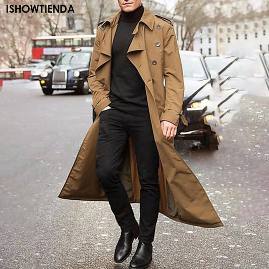 Men Overcoat Coat Outwear Long Sleeve Trench Coats Jacket Stylish Elegant Pocket Coat Long Coat Winter Wool Coat Slim Men Coat