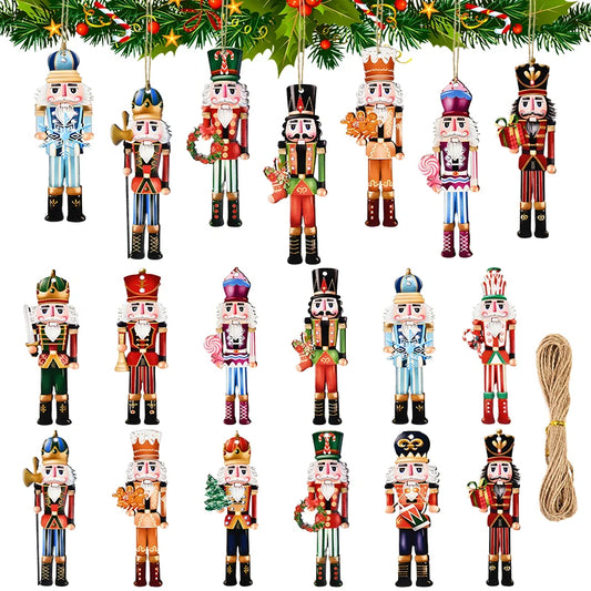 12Pcs Nutcracker Soldier Wooden Pendant Xmas Tree Hanging Ornament Christmas Decoration for Home Navidad New Year Gift