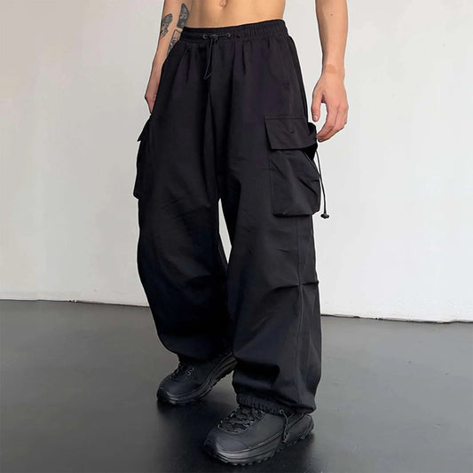 Harajuku Oversized Cargo Parachute Pants Men Streetwear Vintage Y2k Hip Hop Wide Leg Joggers Baggy Casual Sweatpants Techwear