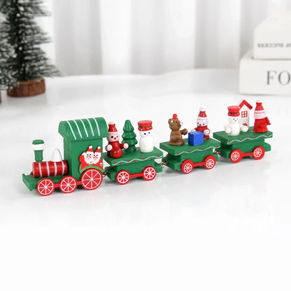 Christmas Wooden Train Merry Christmas Decorations for Home Xmas Tree Ornament Kids Gift Happy New Year