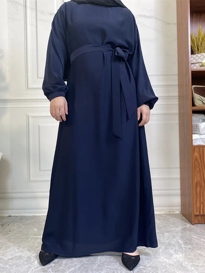 Hot Selle Simple Style Moroccan Dresses Kaftan Turkey Solid Color Gulf Abayas Islamic Women Long Dress Muslim Saudi Robe Ramadan