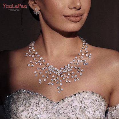 Elegant Crystal Necklace for Women - Bridal Clavicle Chain Choker, Wedding Party Diamante Jewelry