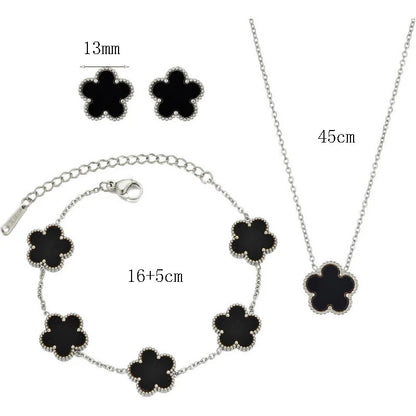 Clover Bracelet for Women Girls 14K Gold Silver Plated Stainless Steel Five Leaf Flower Dainty Lucky Link Bracelets Jewelry