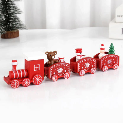 Christmas Wooden Train Merry Christmas Decorations for Home Xmas Tree Ornament Kids Gift Happy New Year