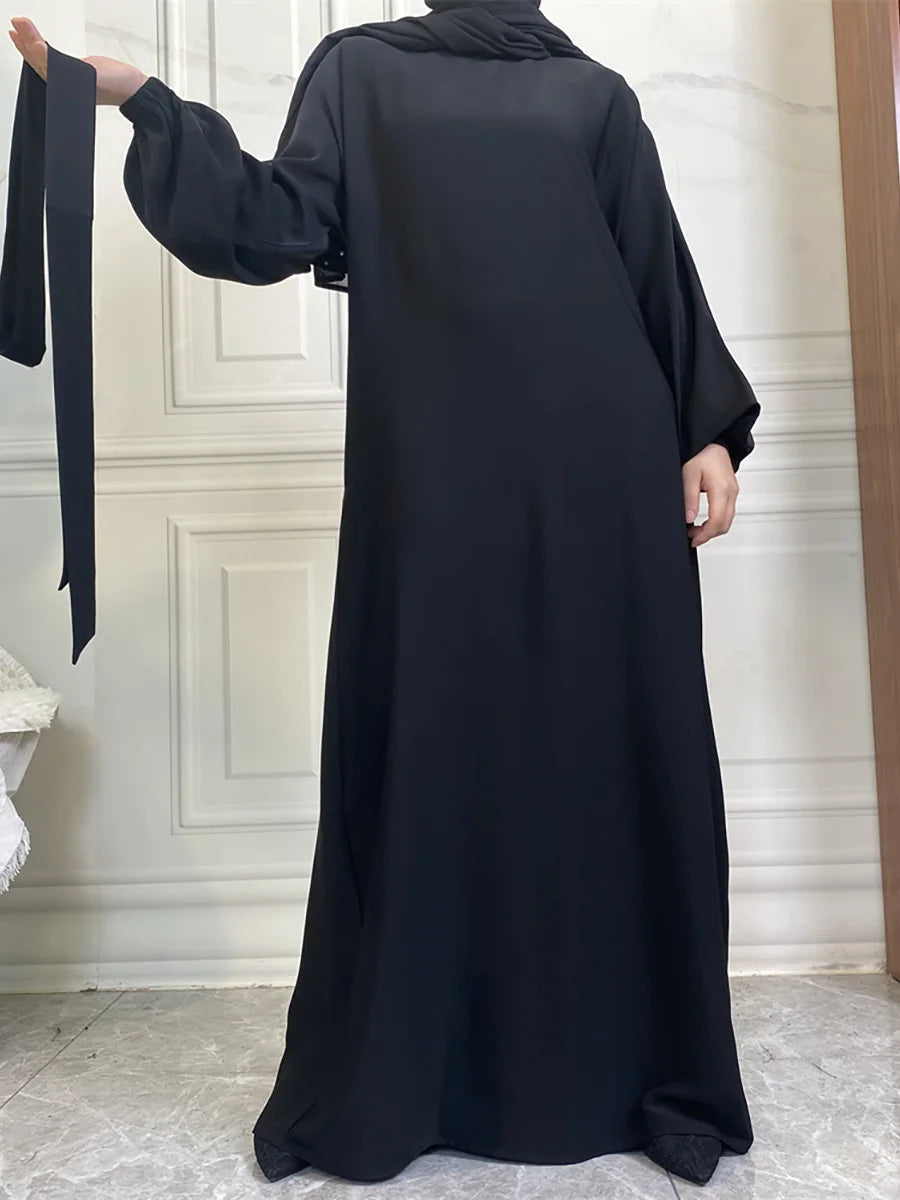 Hot Selle Simple Style Moroccan Dresses Kaftan Turkey Solid Color Gulf Abayas Islamic Women Long Dress Muslim Saudi Robe Ramadan