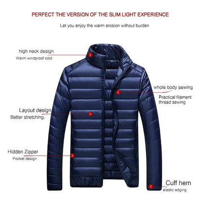 Autumn Winter New Ultra Light White Duck Down Jacket Men Waterproof Casual Outdoor Portable Lightweight Male Padded Coats