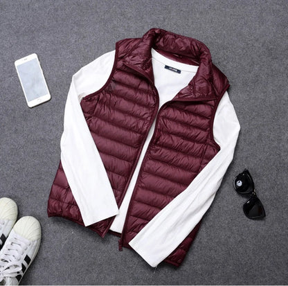 Autumn and Winter Men's 90% White Duck Down Vest Casual Lightweight Down Warm Solid Sleeveless Jacket Men's Portable Pocket Vest