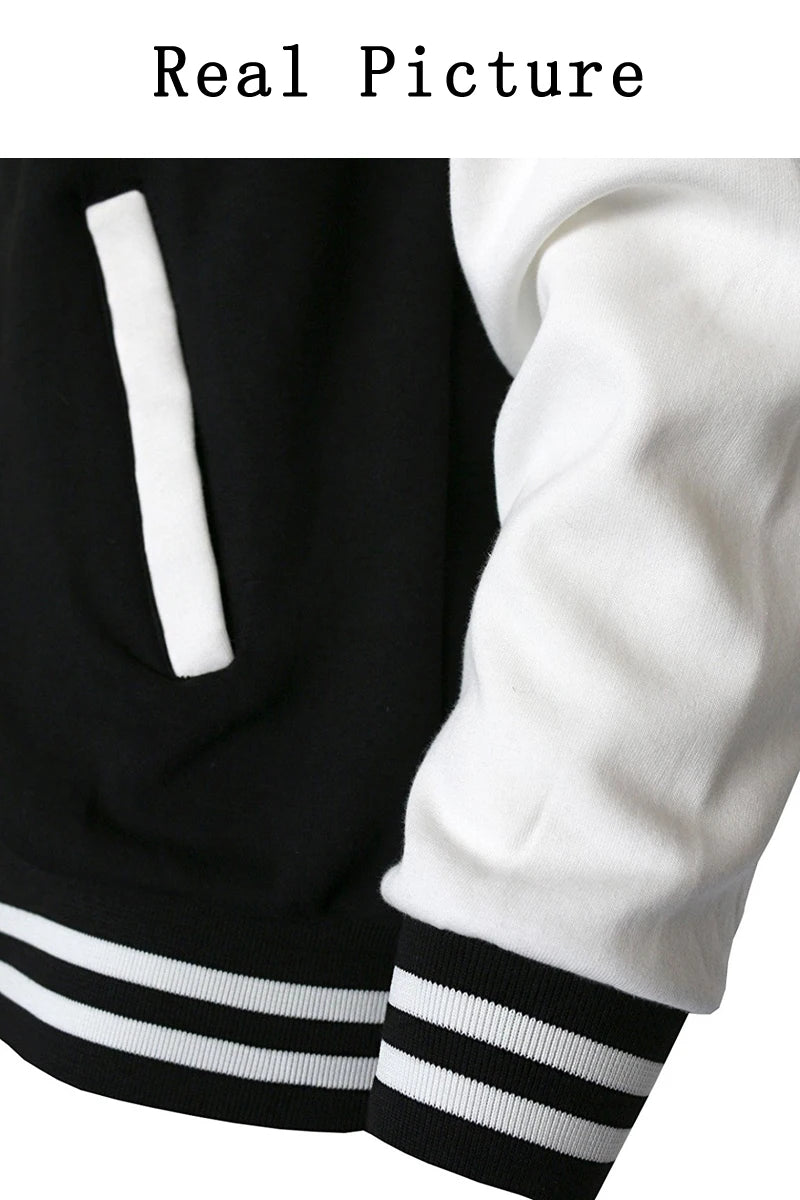 Black White Solid Color Jacket Loose Oversized Clothes Casual Men Women Baseball Uniform S-5XL Street Coat Warm Fleece Jackets