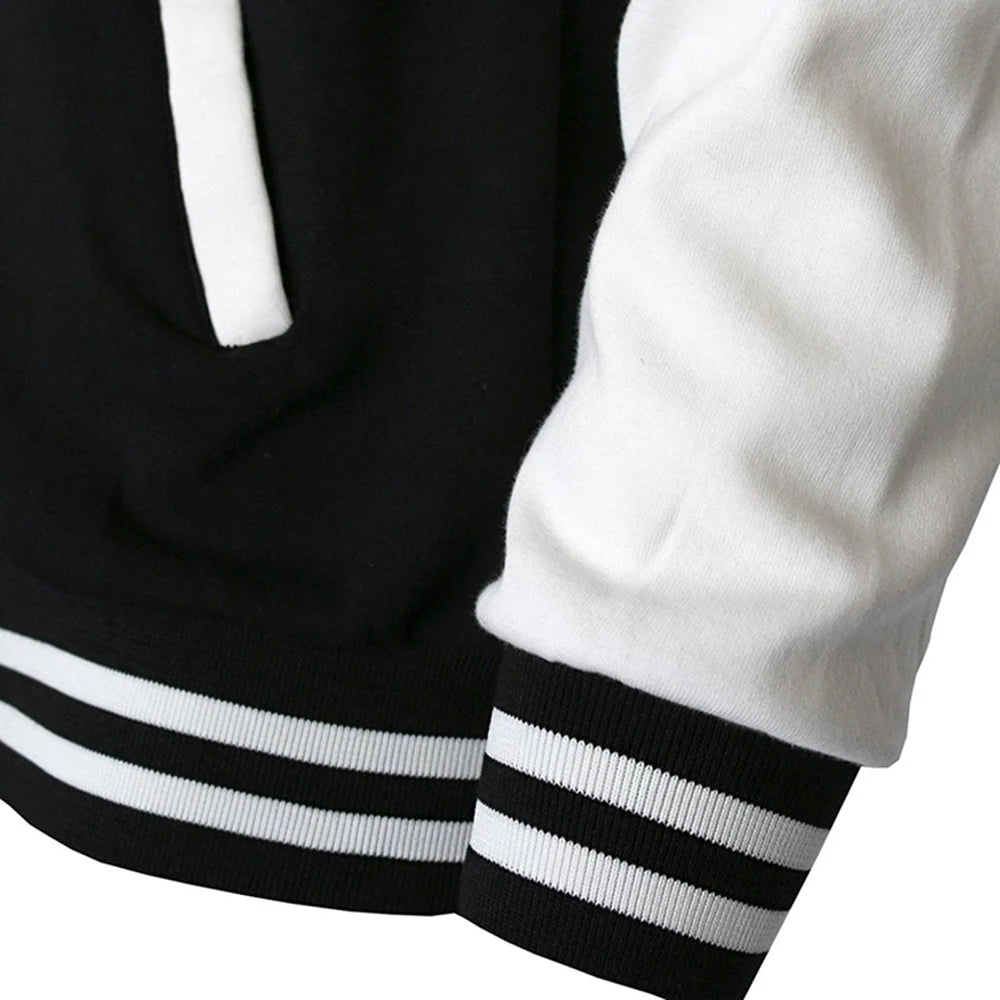 Black White Solid Color Jacket Loose Oversized Clothes Casual Men Women Baseball Uniform S-5XL Street Coat Warm Fleece Jackets