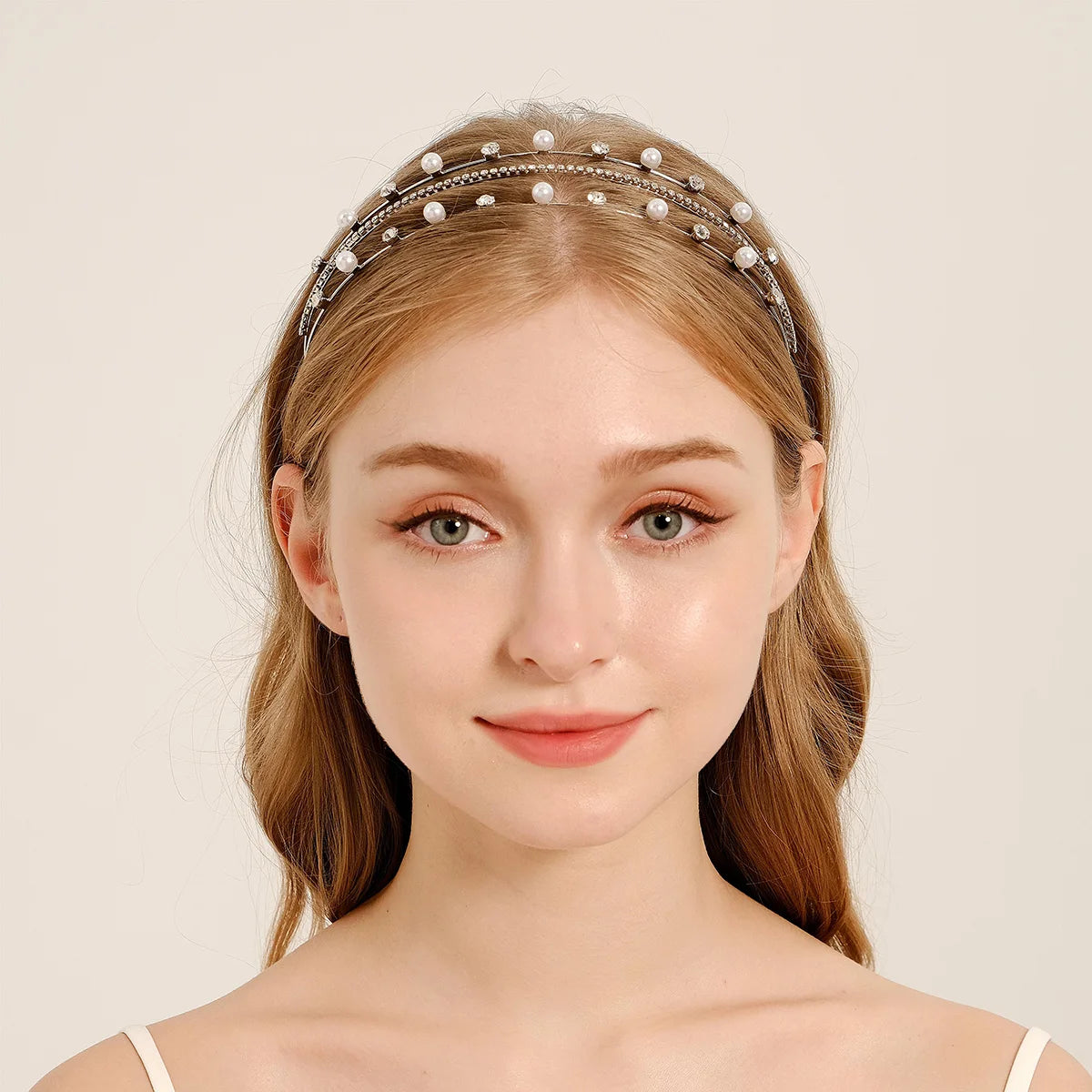 Rhinestone Star Headband - Party Hairband with Multilayer Pearl and Rhinestone Detail, Hair Accessories