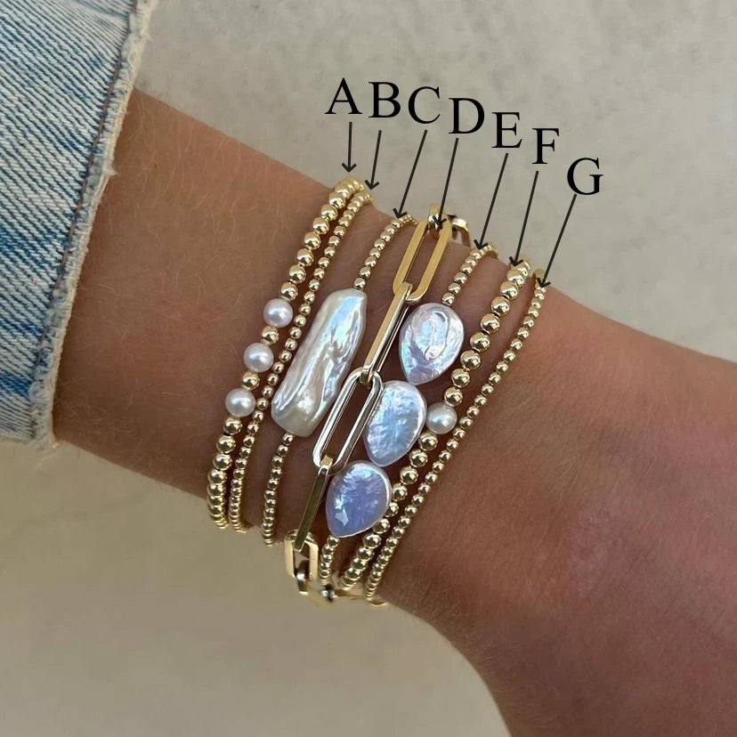 Natural Pearl Bracelet Set Luxury Jewelry Gift 18 K Gold Plated Beads Bracelets for Women Pulseras Gold Jewellery