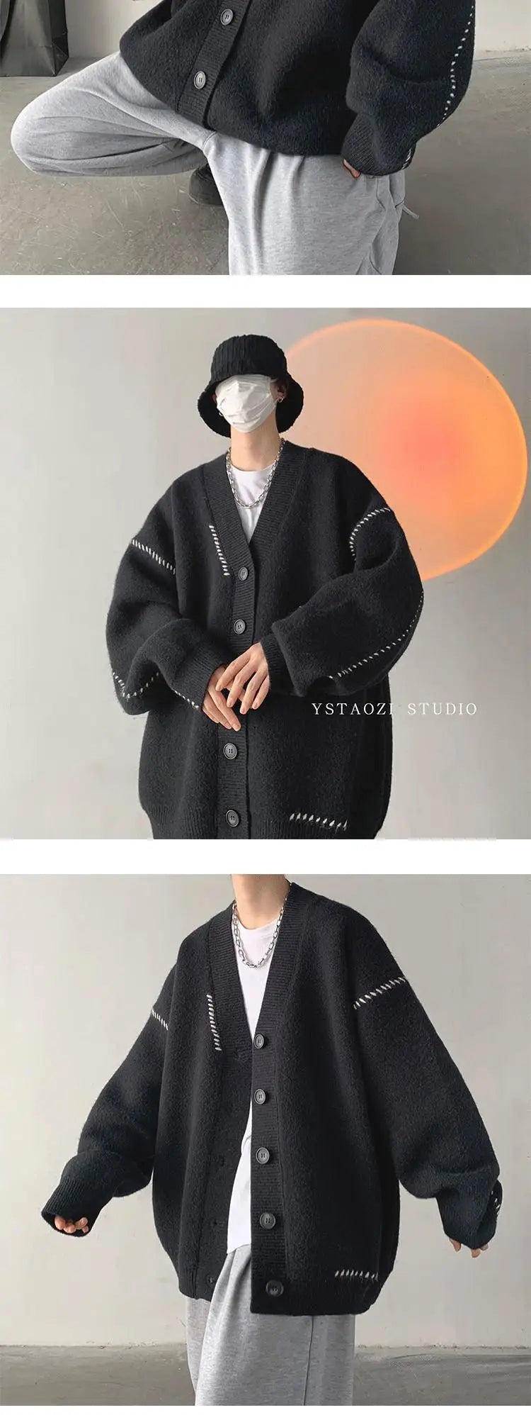 Autumn Winter Men's Loose Sweater Jacket Couples V-neck Knitted Cardigan Sweaters For Men Korean Luxury Clothing Coat