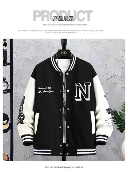 Loose-fit Men's Baseball Jacket American Style Couple Costume Autumn/winter For Men Trendy Brand Casual Scene Top