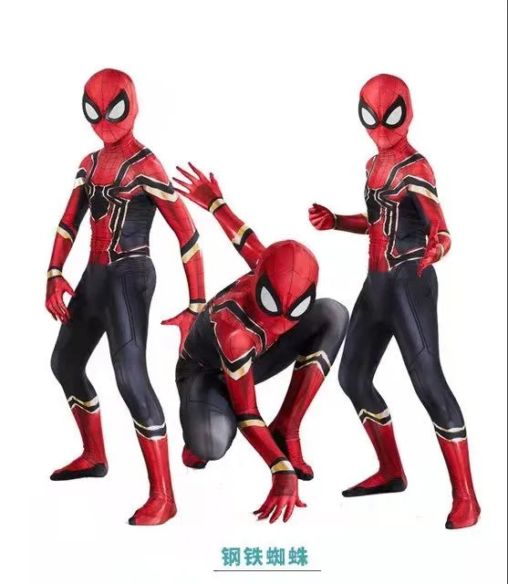 High Quality Superhero Spidermans Costume Bodysuit For Kids Adult Spandex Zentai Halloween Party Cosplay Jumpsuit 3D Style