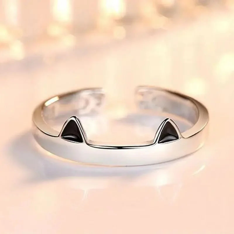 Cute Cat Ears Ring Opening Designer Cats Paw Embrace Tightly Finger Rings for Women Girls Trendy Pet Pink Ears Ring Jewelry Gift