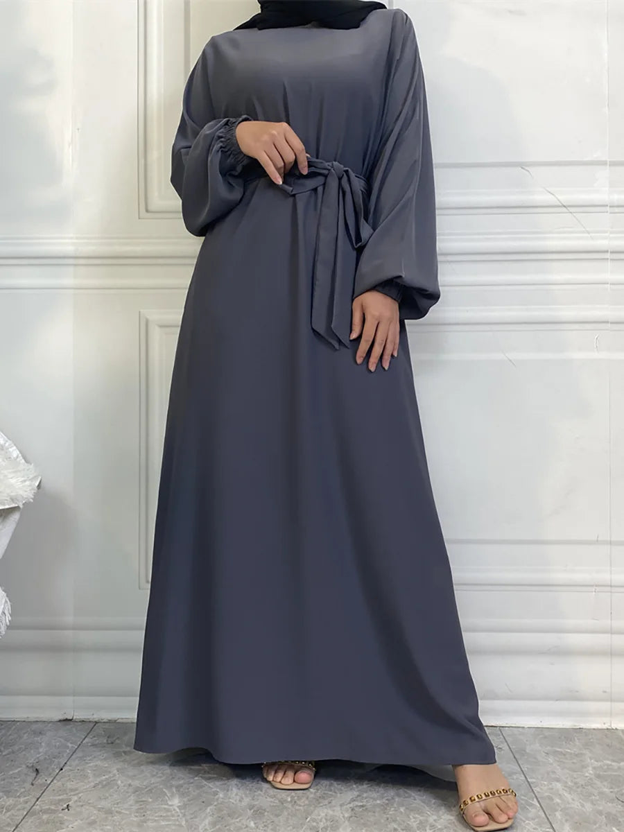 Hot Selle Simple Style Moroccan Dresses Kaftan Turkey Solid Color Gulf Abayas Islamic Women Long Dress Muslim Saudi Robe Ramadan