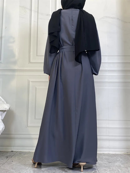 Hot Selle Simple Style Moroccan Dresses Kaftan Turkey Solid Color Gulf Abayas Islamic Women Long Dress Muslim Saudi Robe Ramadan