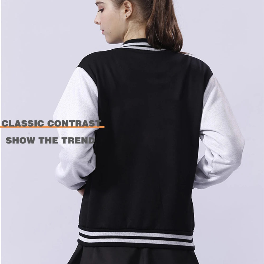 Black White Solid Color Jacket Loose Oversized Clothes Casual Men Women Baseball Uniform S-5XL Street Coat Warm Fleece Jackets