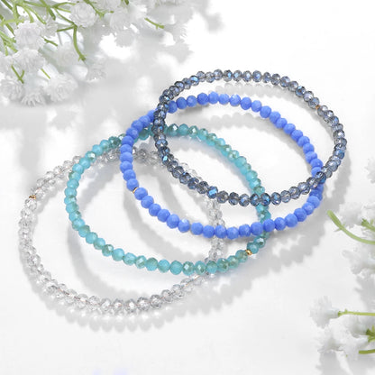 4Pcs/Set Crystal Bracelets For Women Girls Natural Stone Beads Bracelets Grey pink White Blue Series Crystal Fashion Jewelry