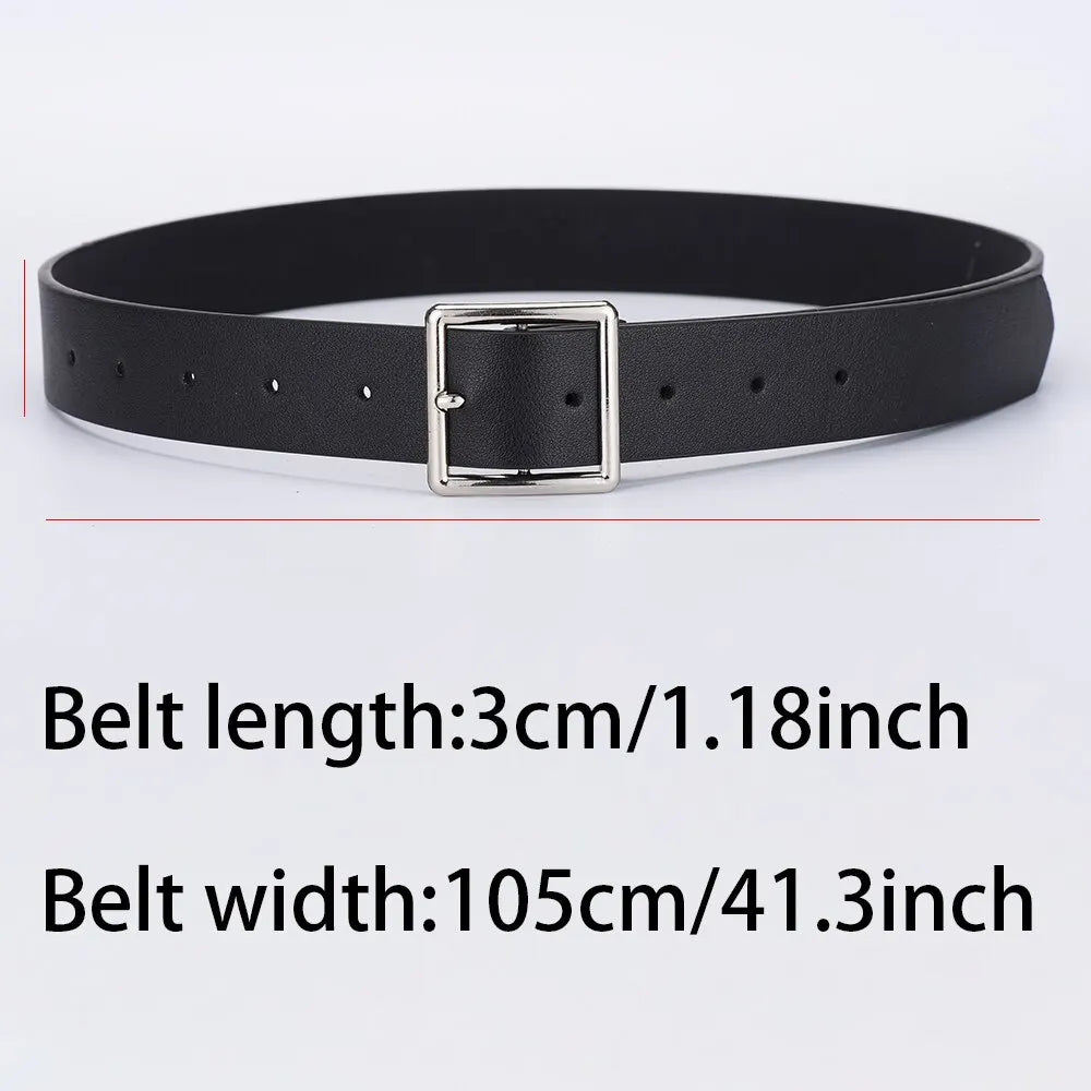 2023 Women'S Belt Soft Pu Leather Belt Square Buckle Pin Buckle Jeans Black Belt Chic Luxury Brand Fancy Vintage Strap Female