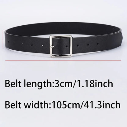 2023 Women'S Belt Soft Pu Leather Belt Square Buckle Pin Buckle Jeans Black Belt Chic Luxury Brand Fancy Vintage Strap Female