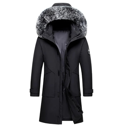 Autumn Winter Men Windproof Down Jacket Coats Mens Warm White Duck Down Hooded Jacket Parkas Multi Pockets Overcoat Male