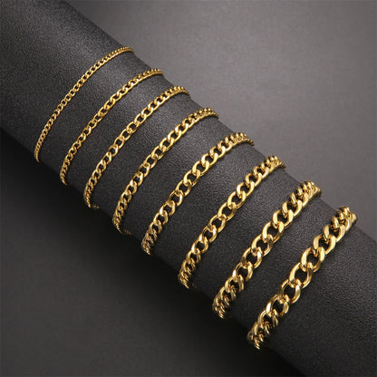 Fashion Cuban Chain Men Bracelet Stainless Steel 3/5/7/9mm Width Chain Bracelets Figaro Chain Boy Wrist Jewelry Couple