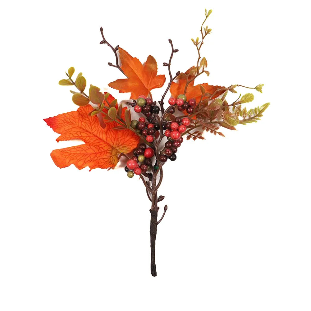 Artificial Maple Leaves Branch Fake Fall Leaves Stems Plants Outdoor Home Decor Outdoor Artificial Flower Halloween Decor