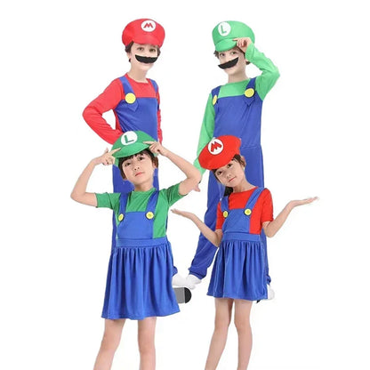 Game Anime Cosplay Halloween Costumes Funny Super Brother Bros Children Fantasia Cosplay Jumpsuit Xmas Carnival Adult Woman Suit