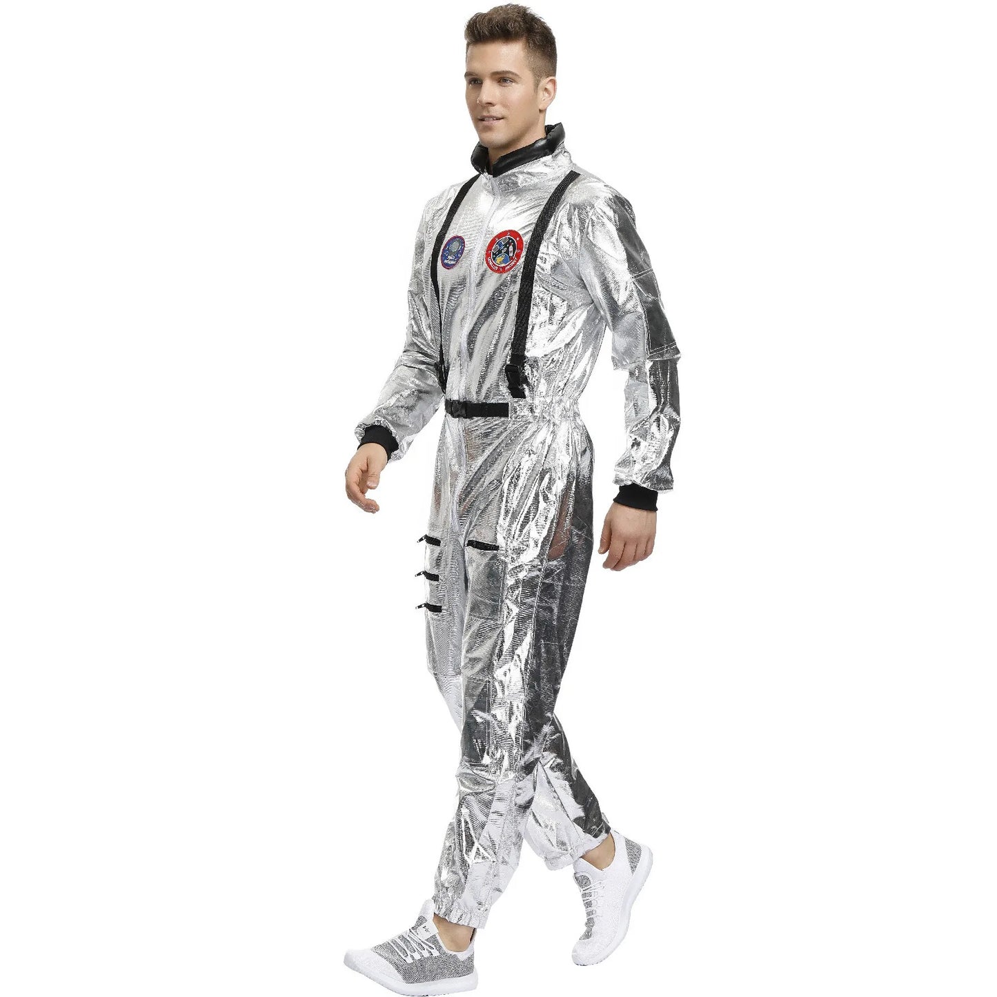 Halloween Christmas Silver Spaceman Men Women Space Suit Adult Children Astronaut Costume Family Party Dress Up Birthday Gift