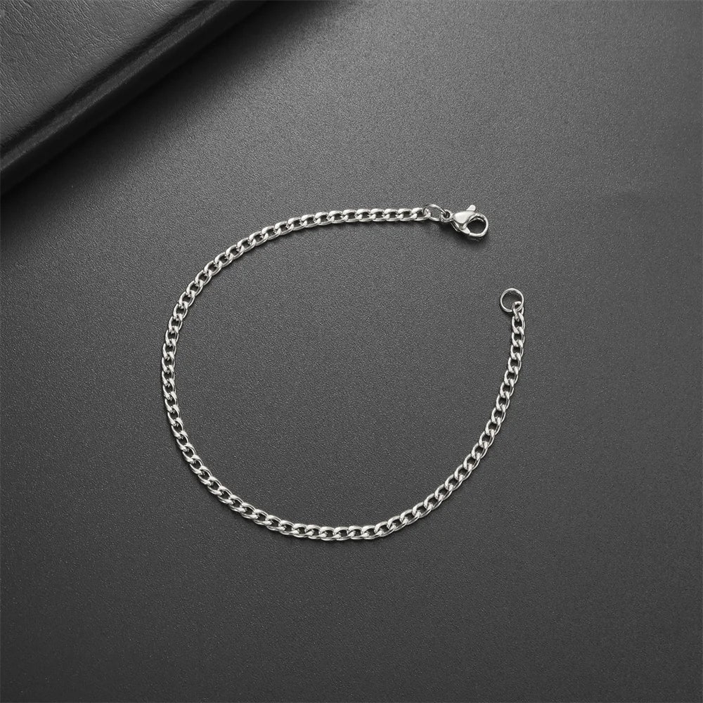 Fashion Cuban Chain Men Bracelet Stainless Steel 3/5/7/9mm Width Chain Bracelets Figaro Chain Boy Wrist Jewelry Couple