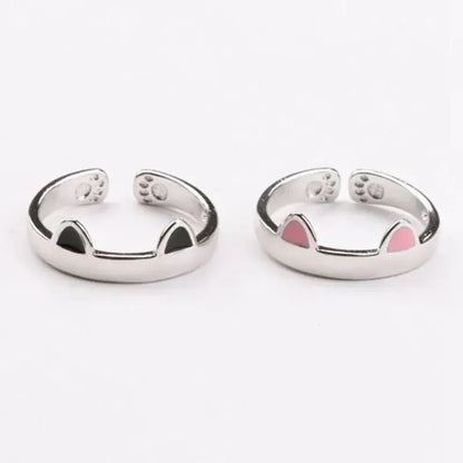 Cute Cat Ears Ring Opening Designer Cats Paw Embrace Tightly Finger Rings for Women Girls Trendy Pet Pink Ears Ring Jewelry Gift