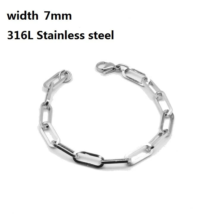 316L Stainless Steel Cuban Chain Bracelet for Men Women Figaro  Vintage Metal Viking Kpop Pulseras Emo Cute Luxury Jewelry Gift