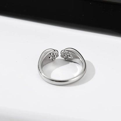 Cute Cat Ears Ring Opening Designer Cats Paw Embrace Tightly Finger Rings for Women Girls Trendy Pet Pink Ears Ring Jewelry Gift