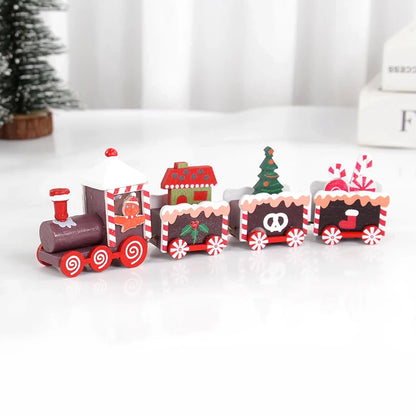 Christmas Wooden Train Merry Christmas Decorations for Home Xmas Tree Ornament Kids Gift Happy New Year